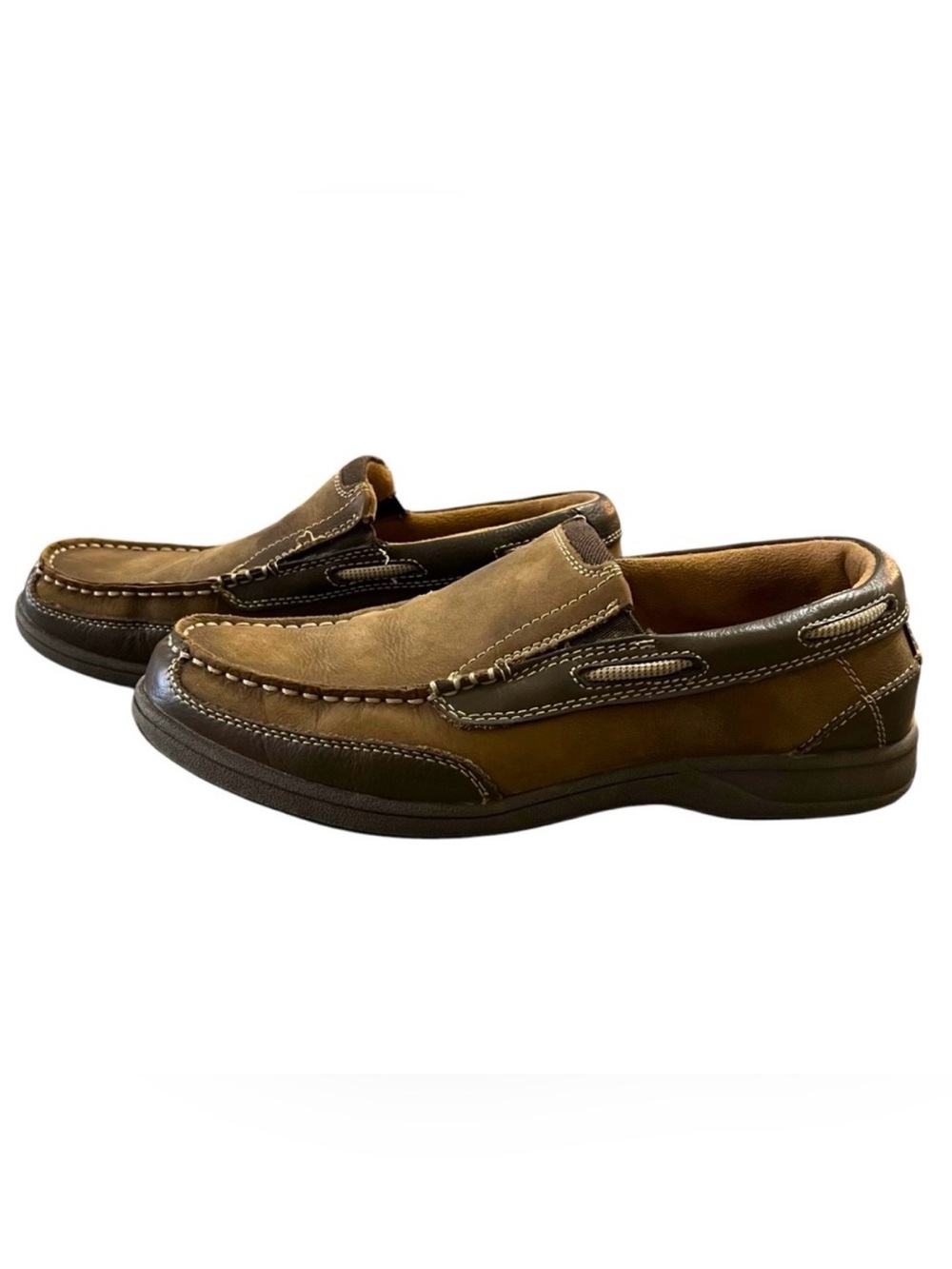 Florsheim Lakeside Moc Toe Slip-on Brown Leather Penny Boat Loafer Shoe Size 7.5